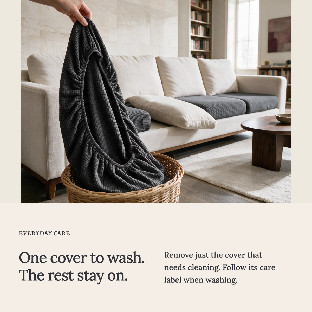 Jacquard-Sitzkissenbezug fürs Sofa – Dunkelgrau – Ansicht 9