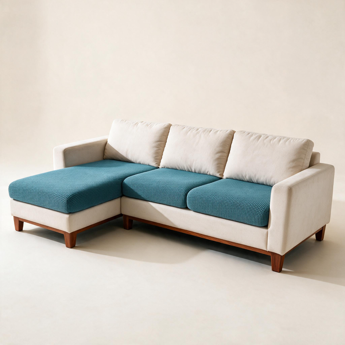 Jacquard-Sitzkissenbezug fürs Sofa – Himmelblau – Ansicht 1