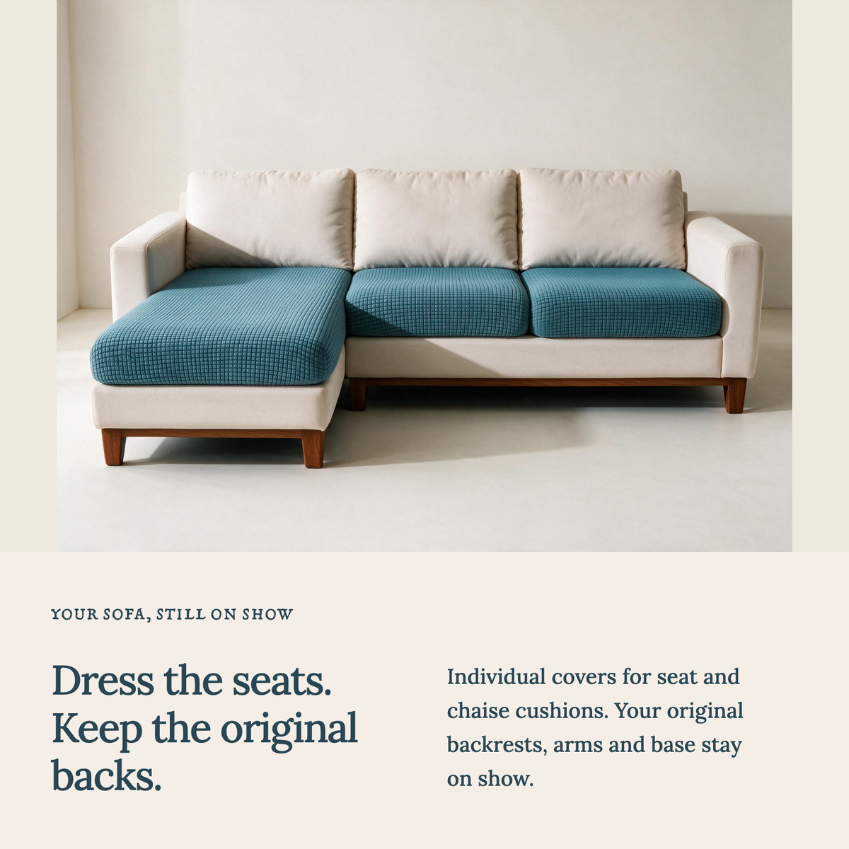 Jacquard-Sitzkissenbezug fürs Sofa – Himmelblau – Ansicht 3