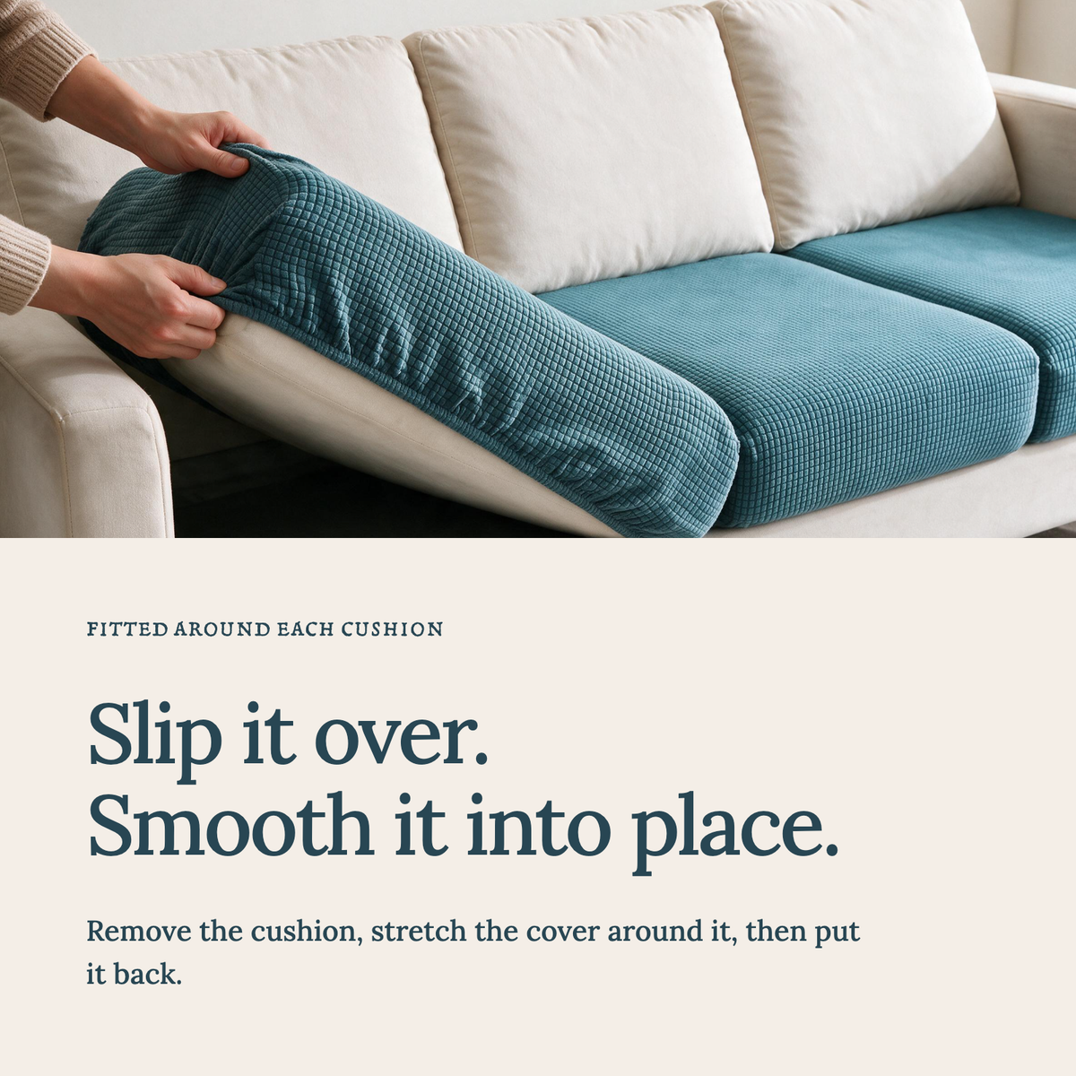 Jacquard-Sitzkissenbezug fürs Sofa – Himmelblau – Ansicht 4