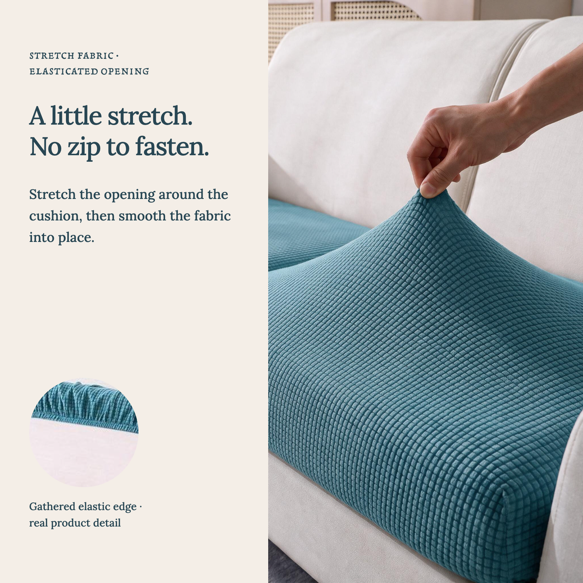 Jacquard-Sitzkissenbezug fürs Sofa – Himmelblau – Ansicht 8