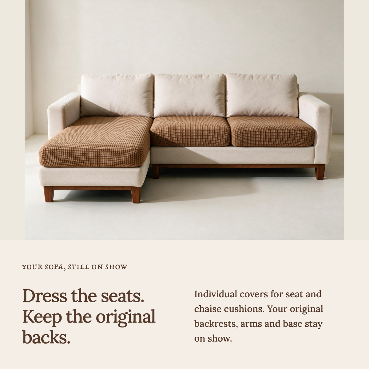 Jacquard-Sitzkissenbezug fürs Sofa – Kastanienbraun – Ansicht 3