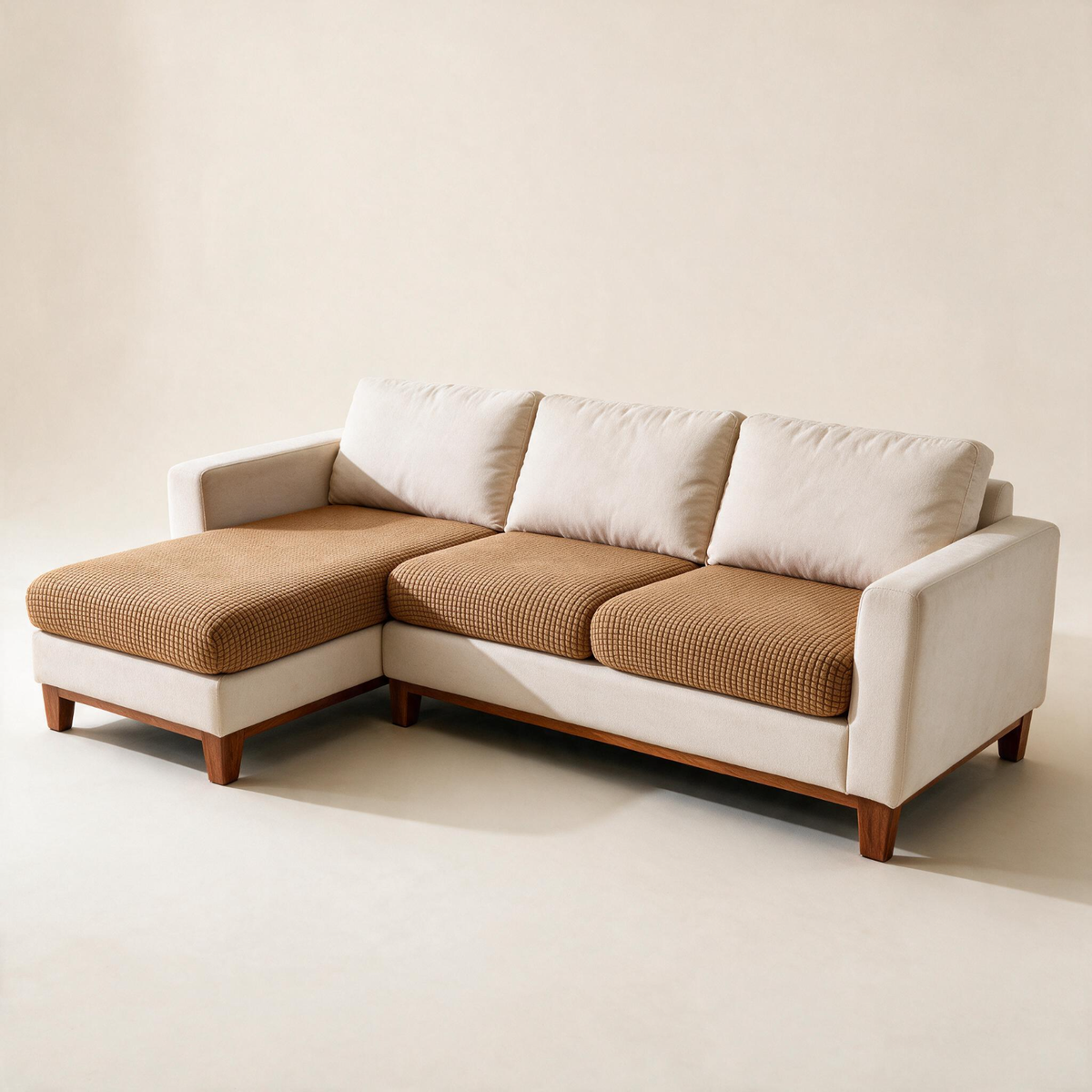 Jacquard-Sitzkissenbezug fürs Sofa – Kastanienbraun – Ansicht 1