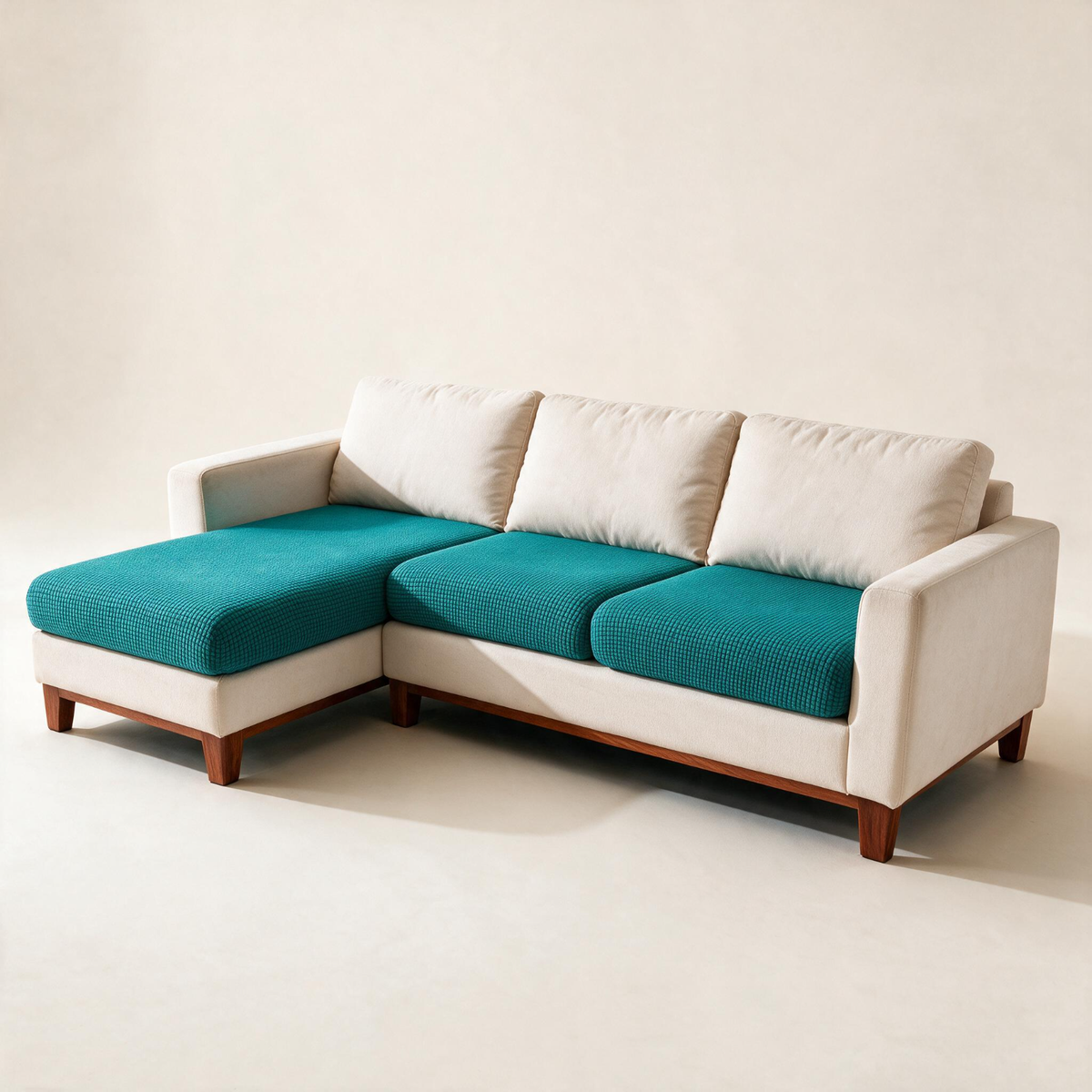 Jacquard-Sitzkissenbezug fürs Sofa – Türkis – Ansicht 1