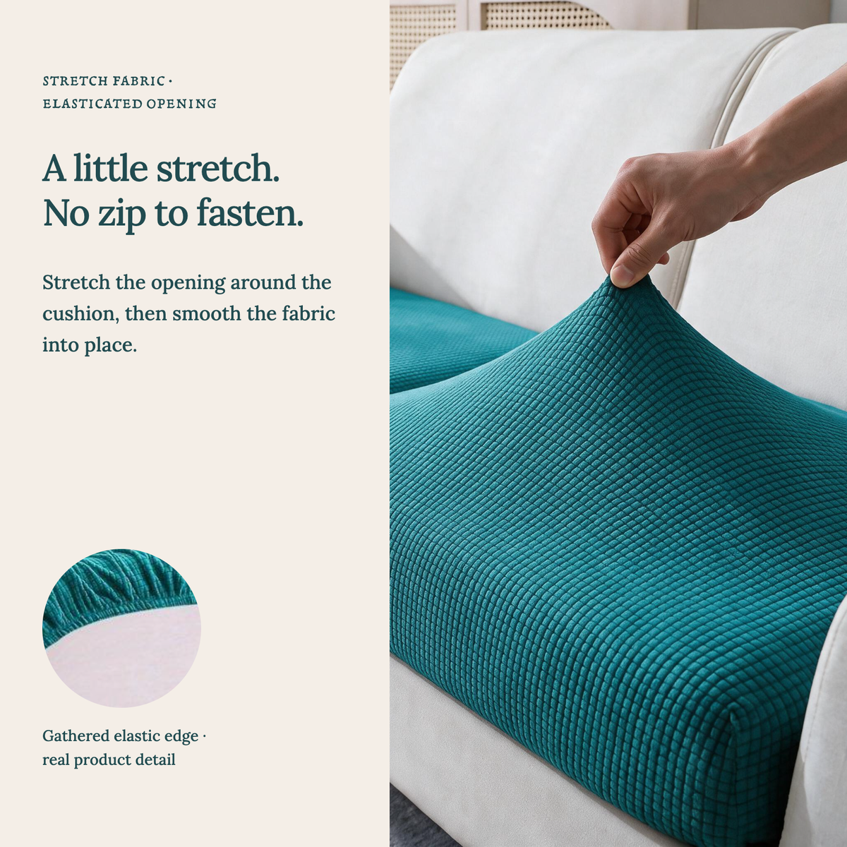 Jacquard-Sitzkissenbezug fürs Sofa – Türkis – Ansicht 8