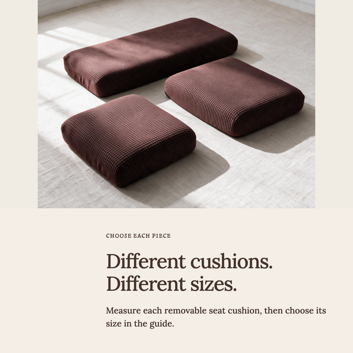 Jacquard-Sitzkissenbezug fürs Sofa – Schokoladenbraun – Ansicht 5