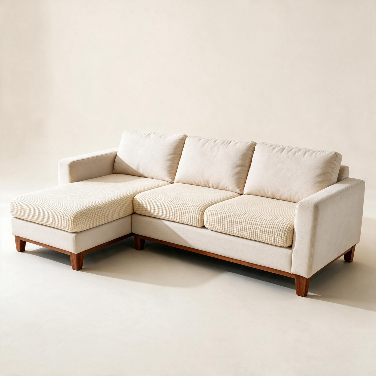 Jacquard-Sitzkissenbezug fürs Sofa – Creme – Ansicht 1