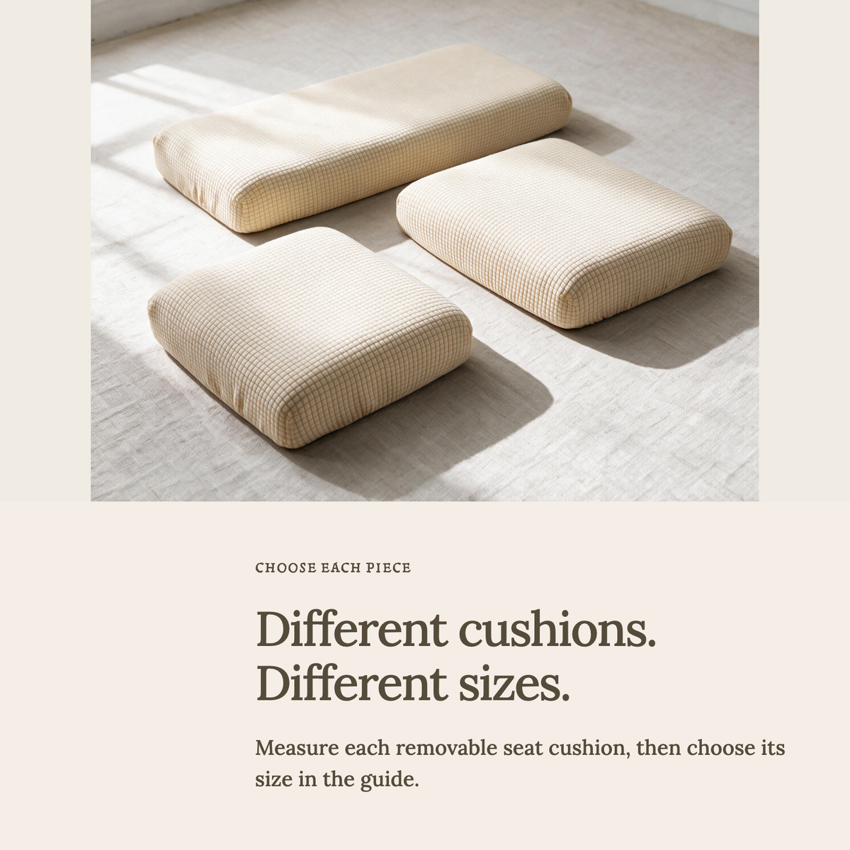 Jacquard-Sitzkissenbezug fürs Sofa – Creme – Ansicht 5
