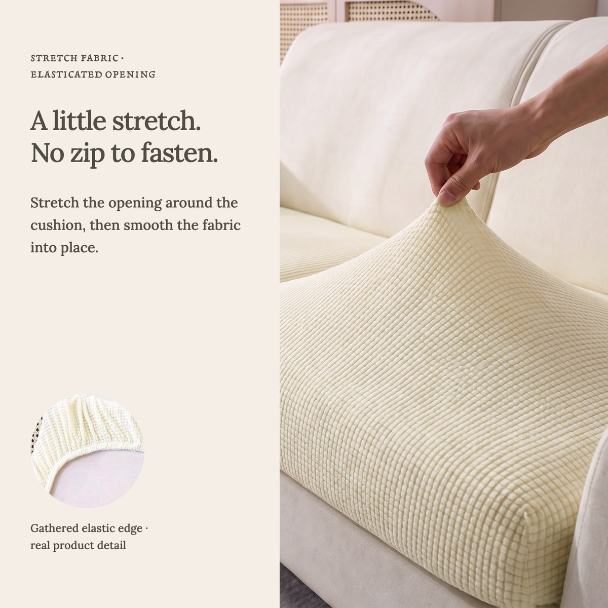 Jacquard-Sitzkissenbezug fürs Sofa – Wollweiß – Ansicht 8