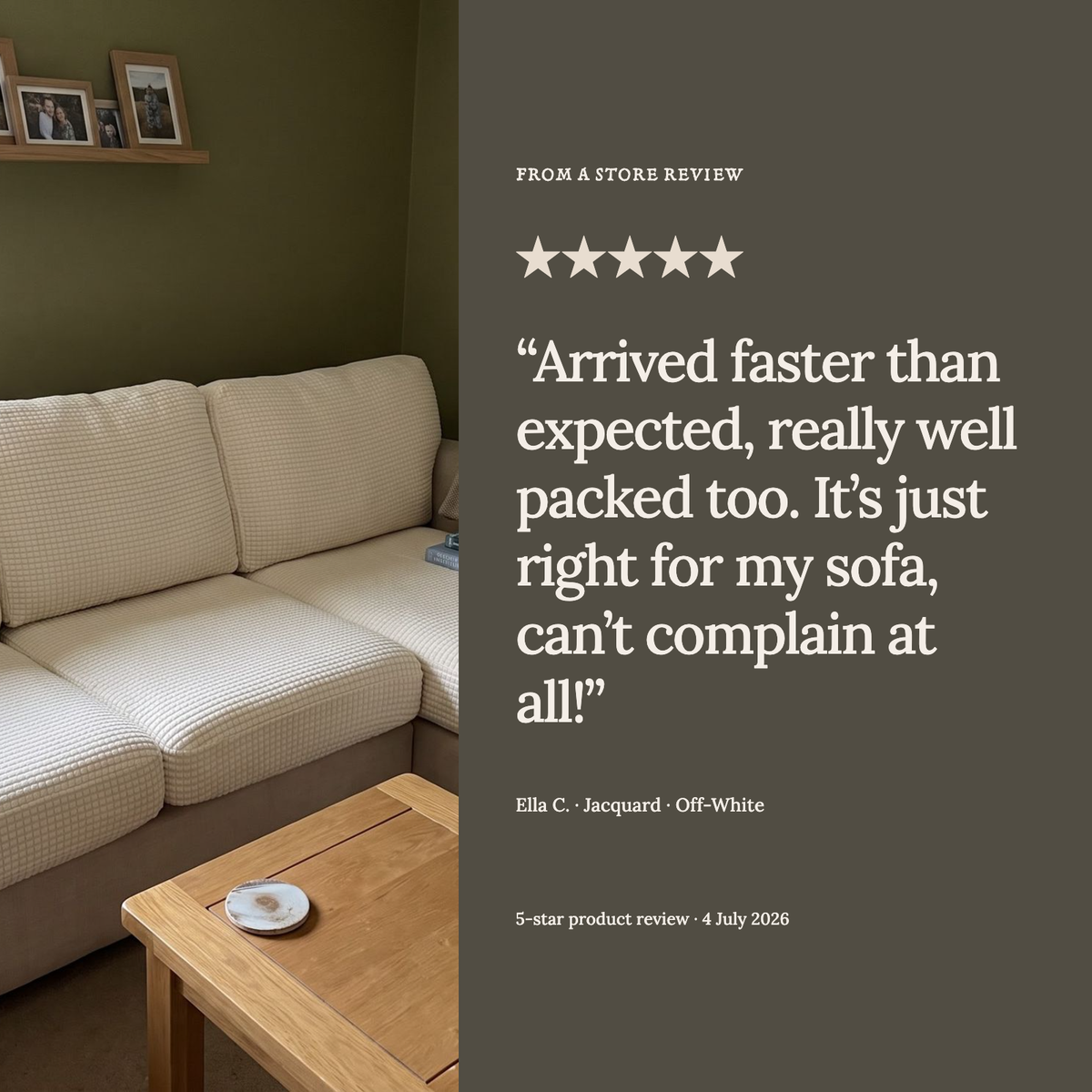 Jacquard-Sitzkissenbezug fürs Sofa – Wollweiß – Ansicht 10