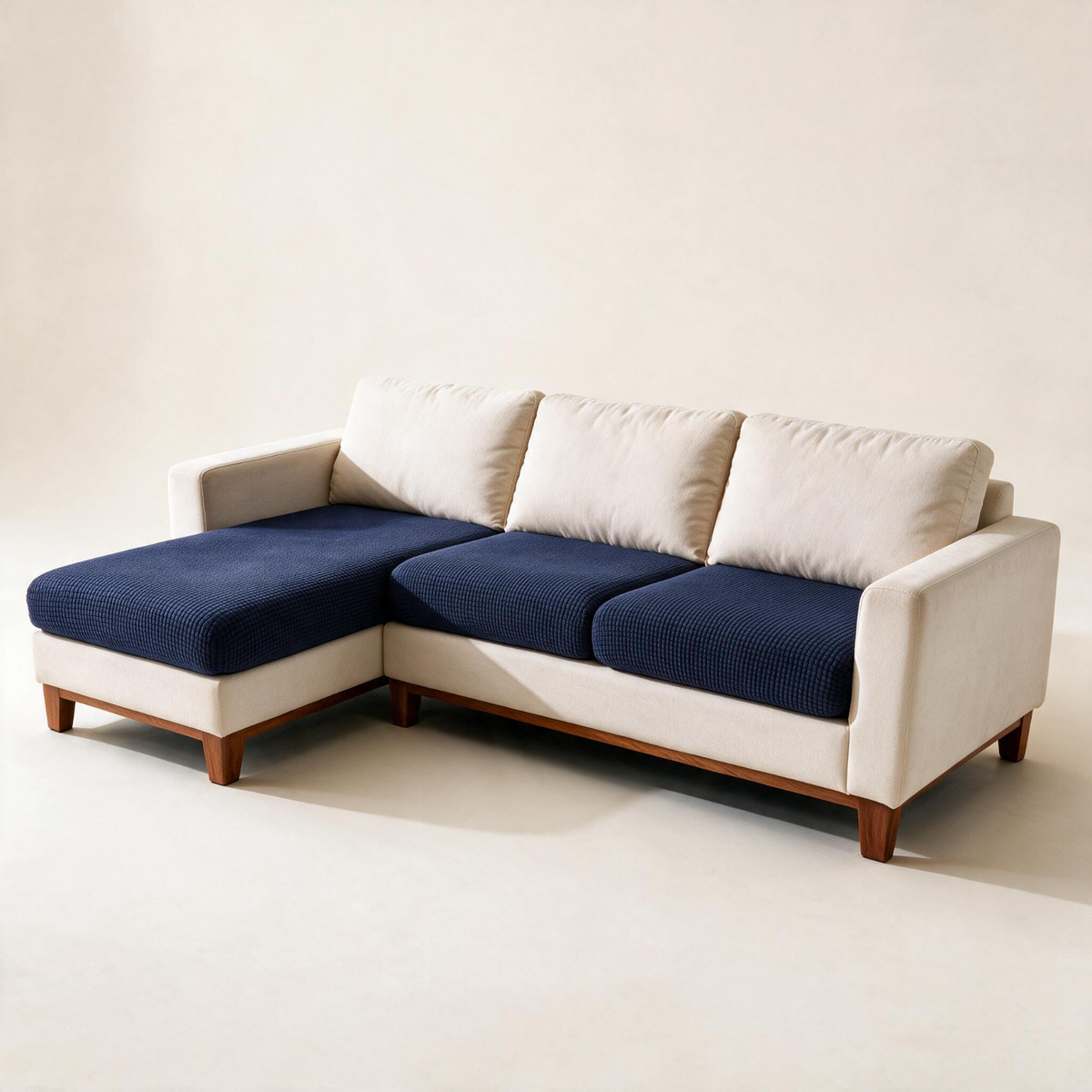 Jacquard-Sitzkissenbezug fürs Sofa – Marineblau – Ansicht 1