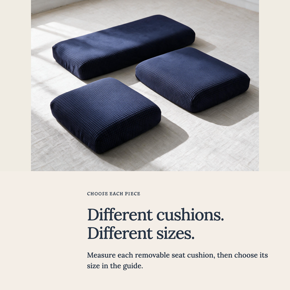 Jacquard-Sitzkissenbezug fürs Sofa – Marineblau – Ansicht 5
