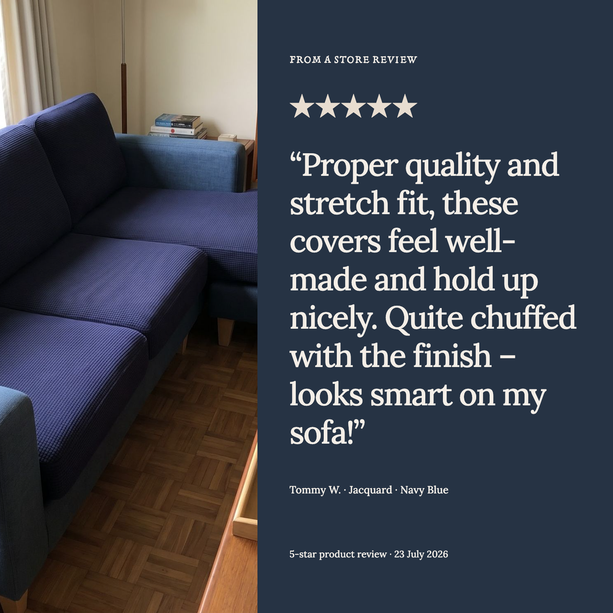 Jacquard-Sitzkissenbezug fürs Sofa – Marineblau – Ansicht 10