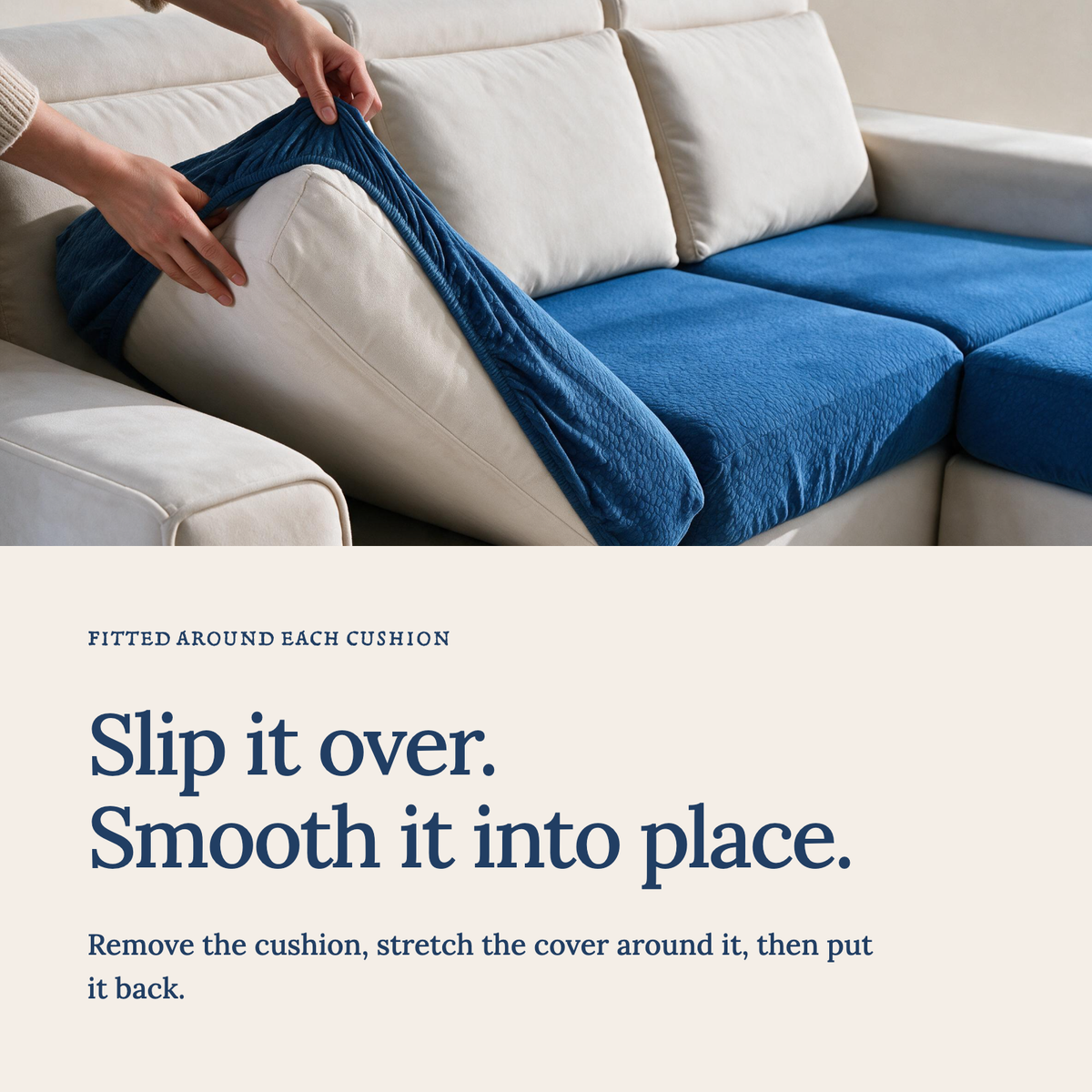 Wasserdichter Sitzkissenbezug fürs Sofa – Dunkelblau – Ansicht 4