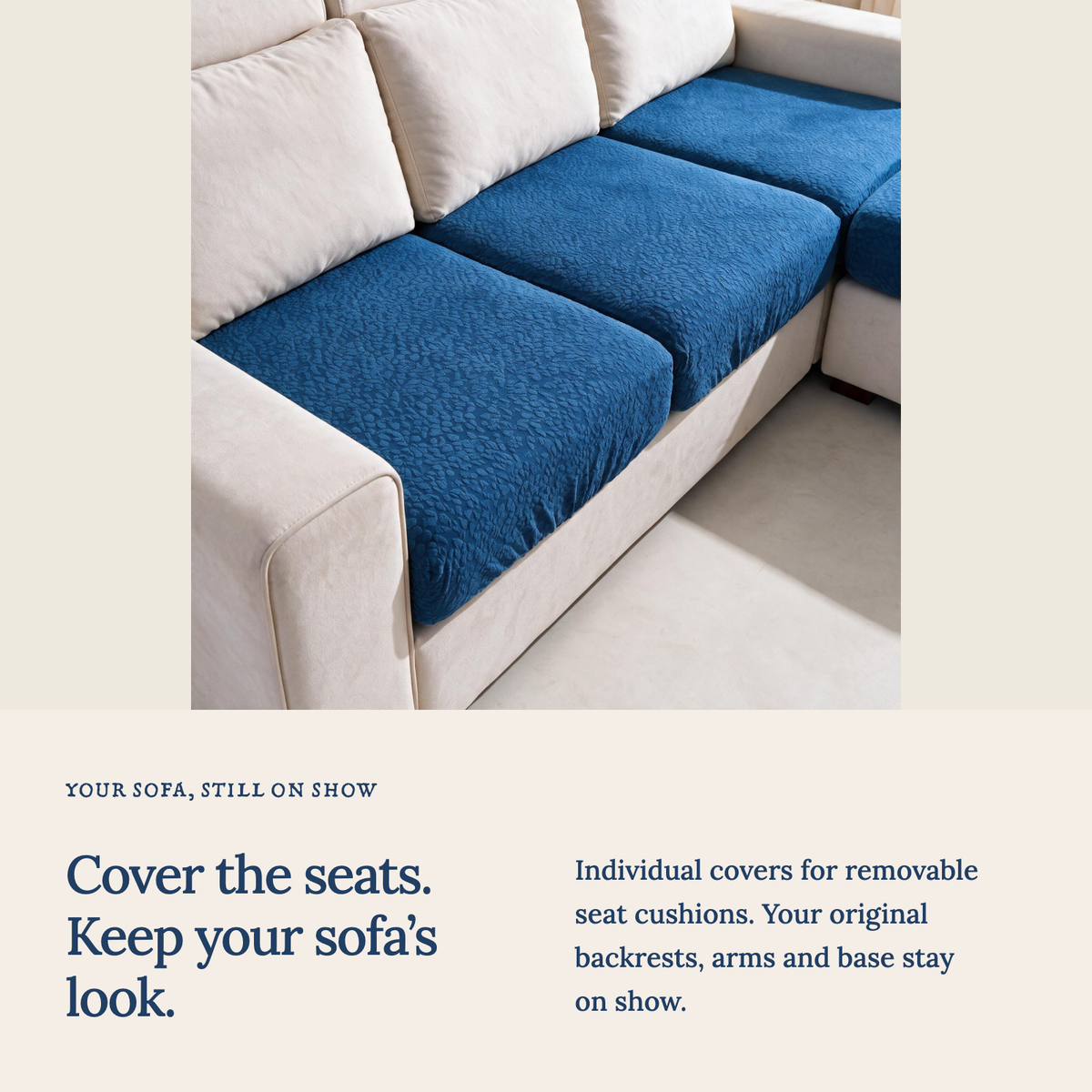Wasserdichter Sitzkissenbezug fürs Sofa – Dunkelblau – Ansicht 3