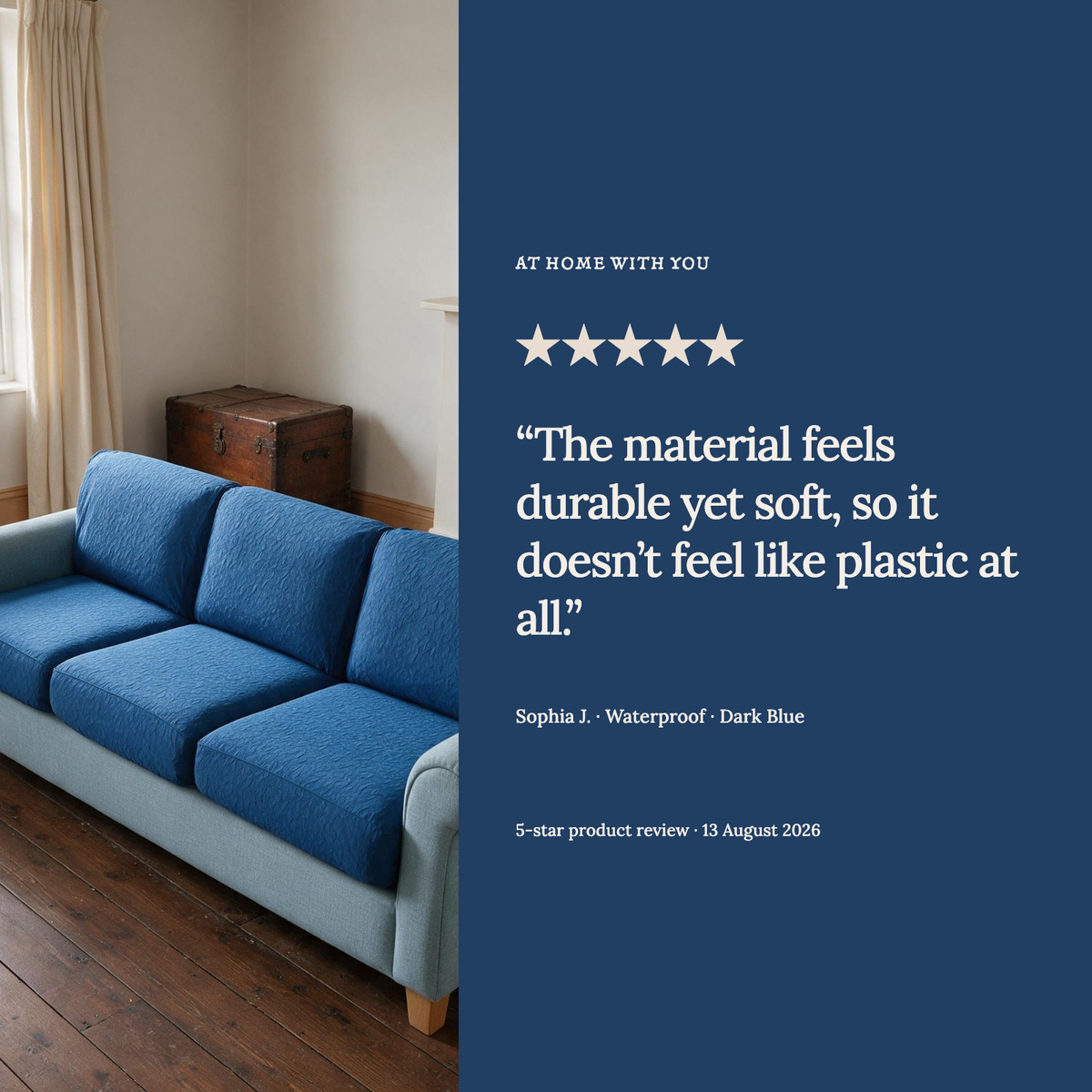 Wasserdichter Sitzkissenbezug fürs Sofa – Dunkelblau – Ansicht 10