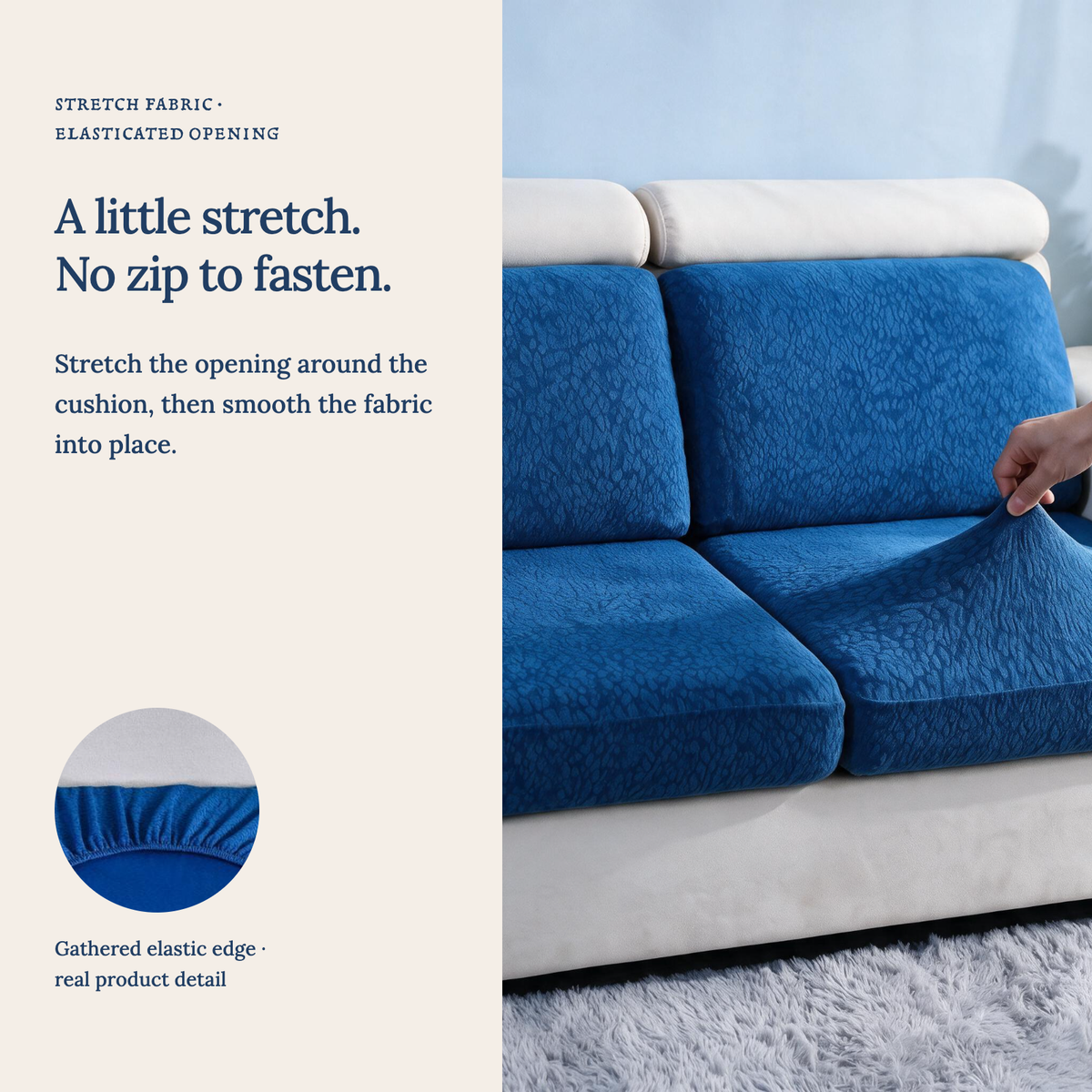 Wasserdichter Sitzkissenbezug fürs Sofa – Dunkelblau – Ansicht 8