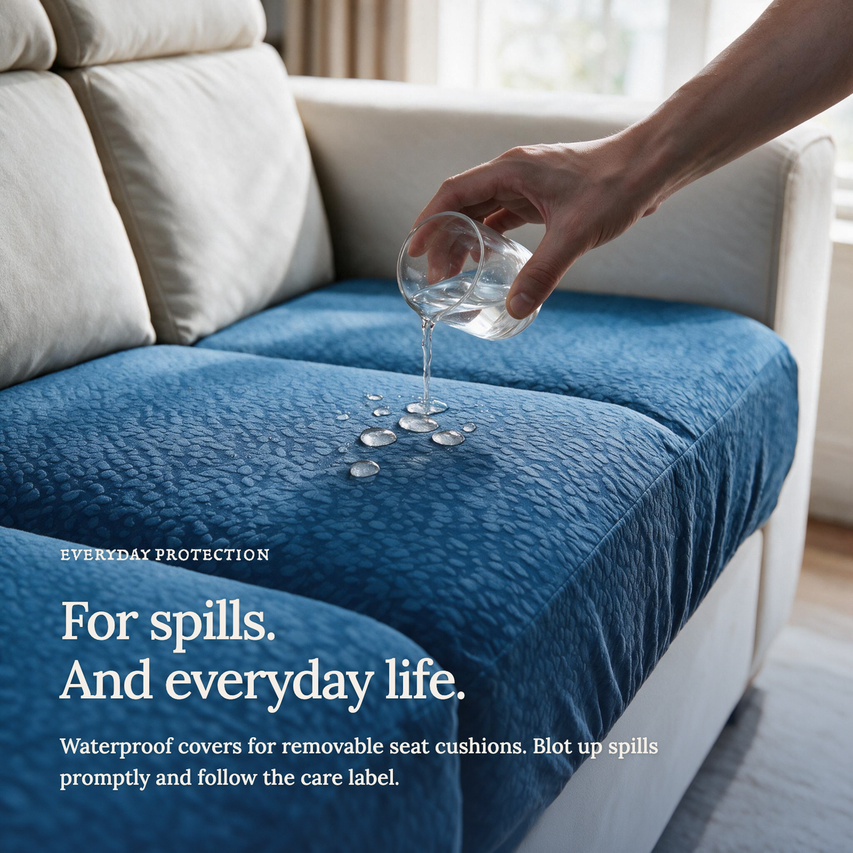 Wasserdichter Sitzkissenbezug fürs Sofa – Dunkelblau – Ansicht 7