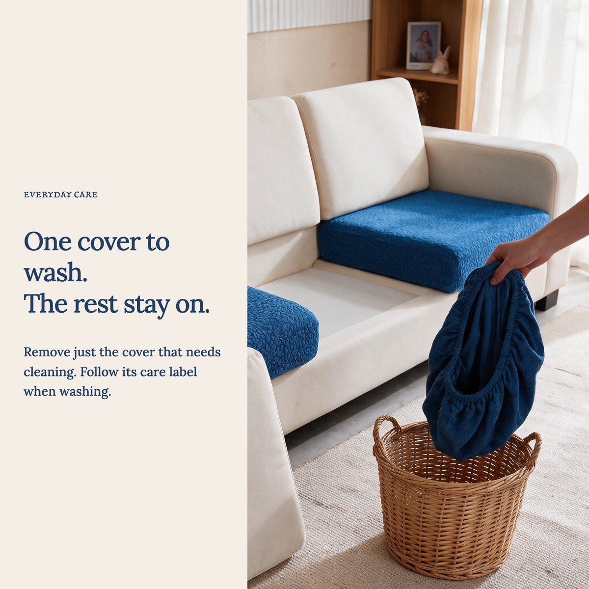 Wasserdichter Sitzkissenbezug fürs Sofa – Dunkelblau – Ansicht 9