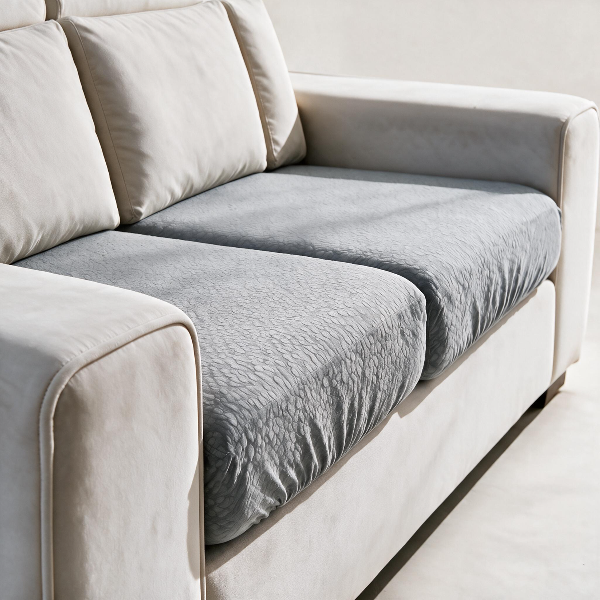 Wasserdichter Sitzkissenbezug fürs Sofa – Hellgrau – Ansicht 2