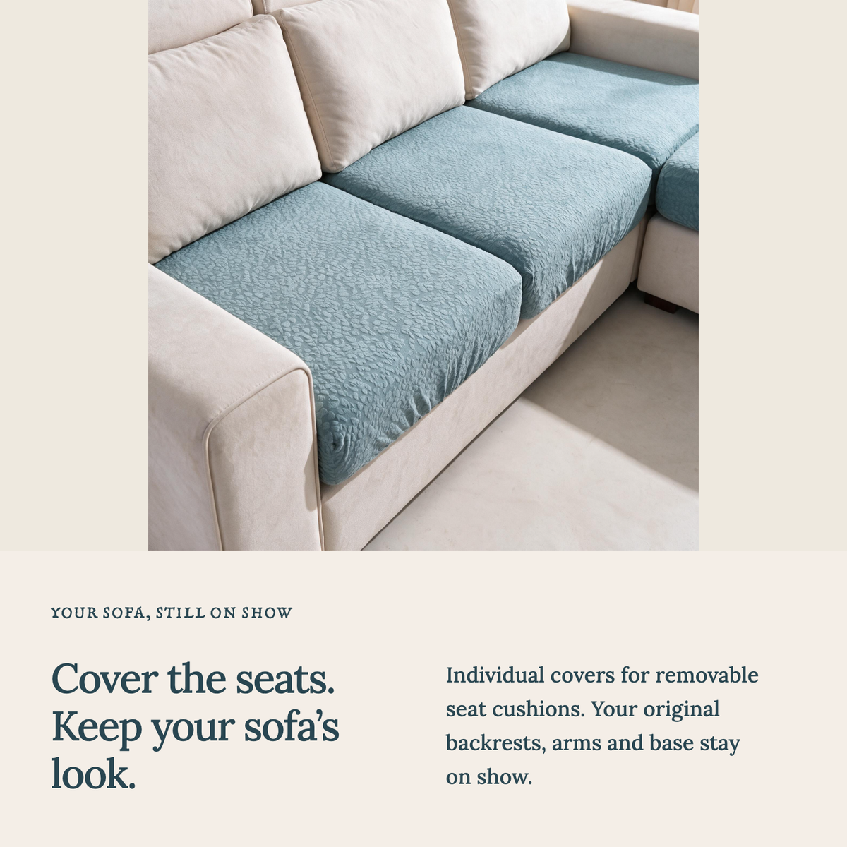 Wasserdichter Sitzkissenbezug fürs Sofa – Himmelblau – Ansicht 3