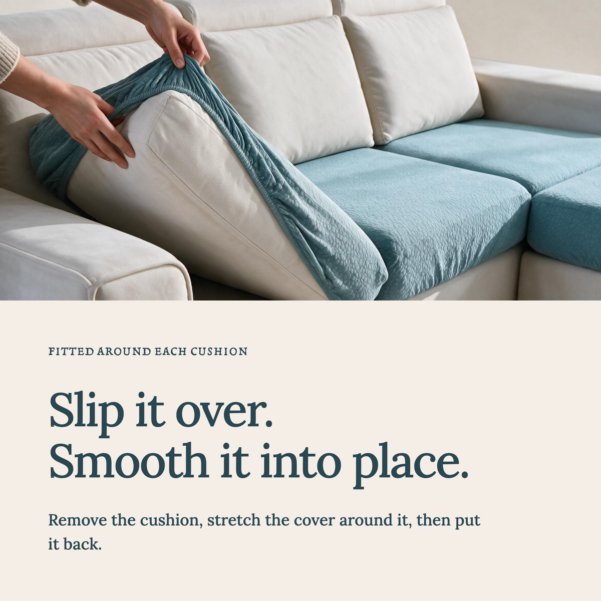 Wasserdichter Sitzkissenbezug fürs Sofa – Himmelblau – Ansicht 4