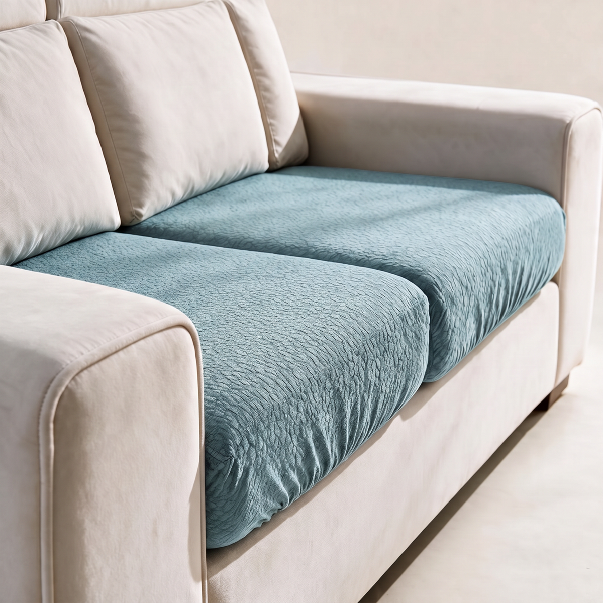 Wasserdichter Sitzkissenbezug fürs Sofa – Himmelblau – Ansicht 2