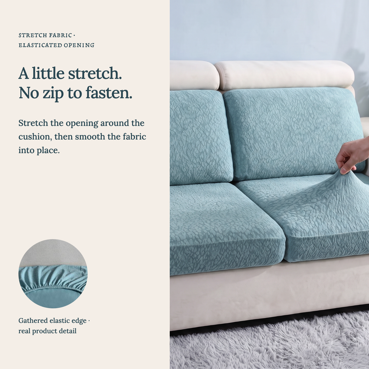 Wasserdichter Sitzkissenbezug fürs Sofa – Himmelblau – Ansicht 8