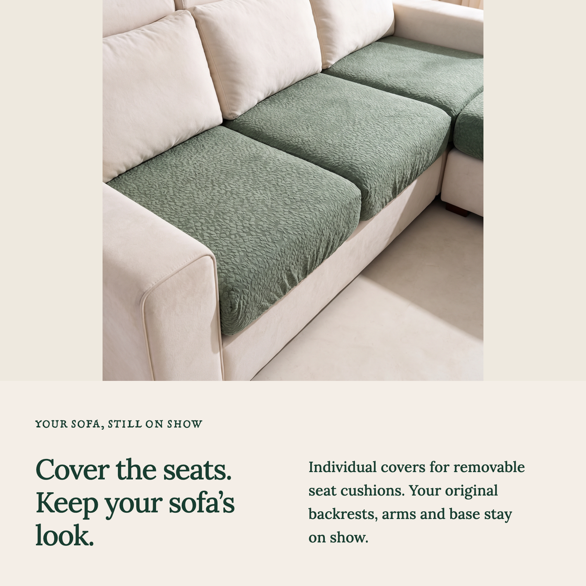 Wasserdichter Sitzkissenbezug fürs Sofa – Waldgrün – Ansicht 3