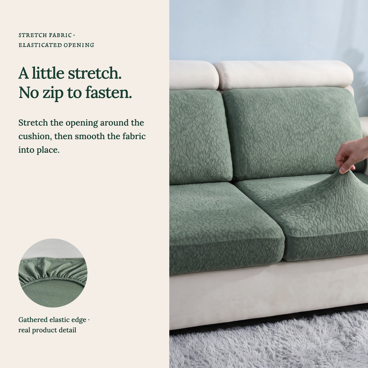 Wasserdichter Sitzkissenbezug fürs Sofa – Waldgrün – Ansicht 8