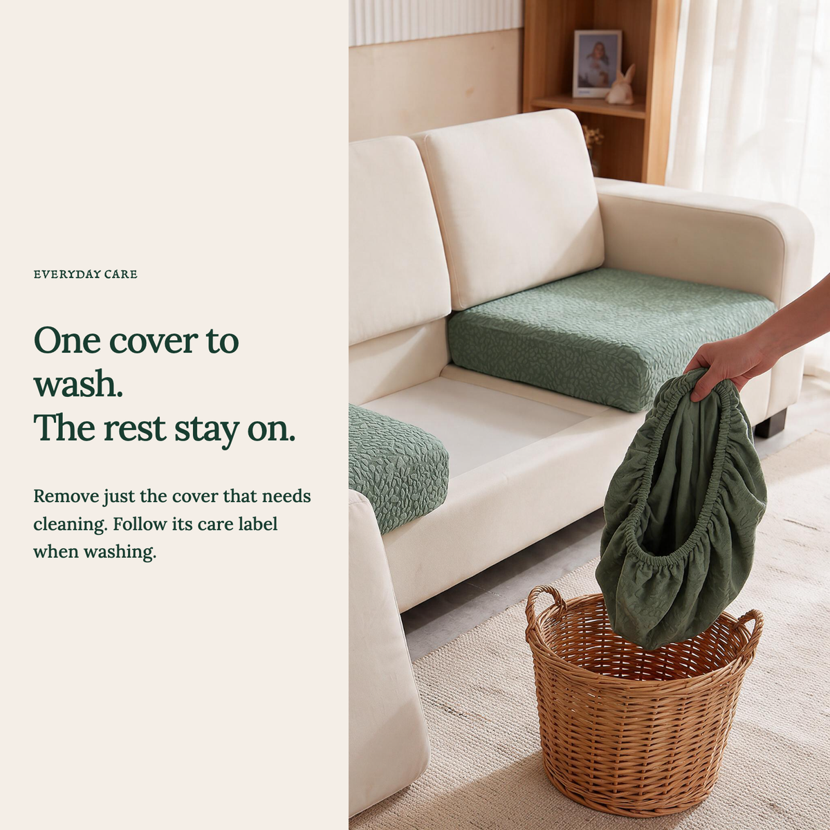 Wasserdichter Sitzkissenbezug fürs Sofa – Waldgrün – Ansicht 9
