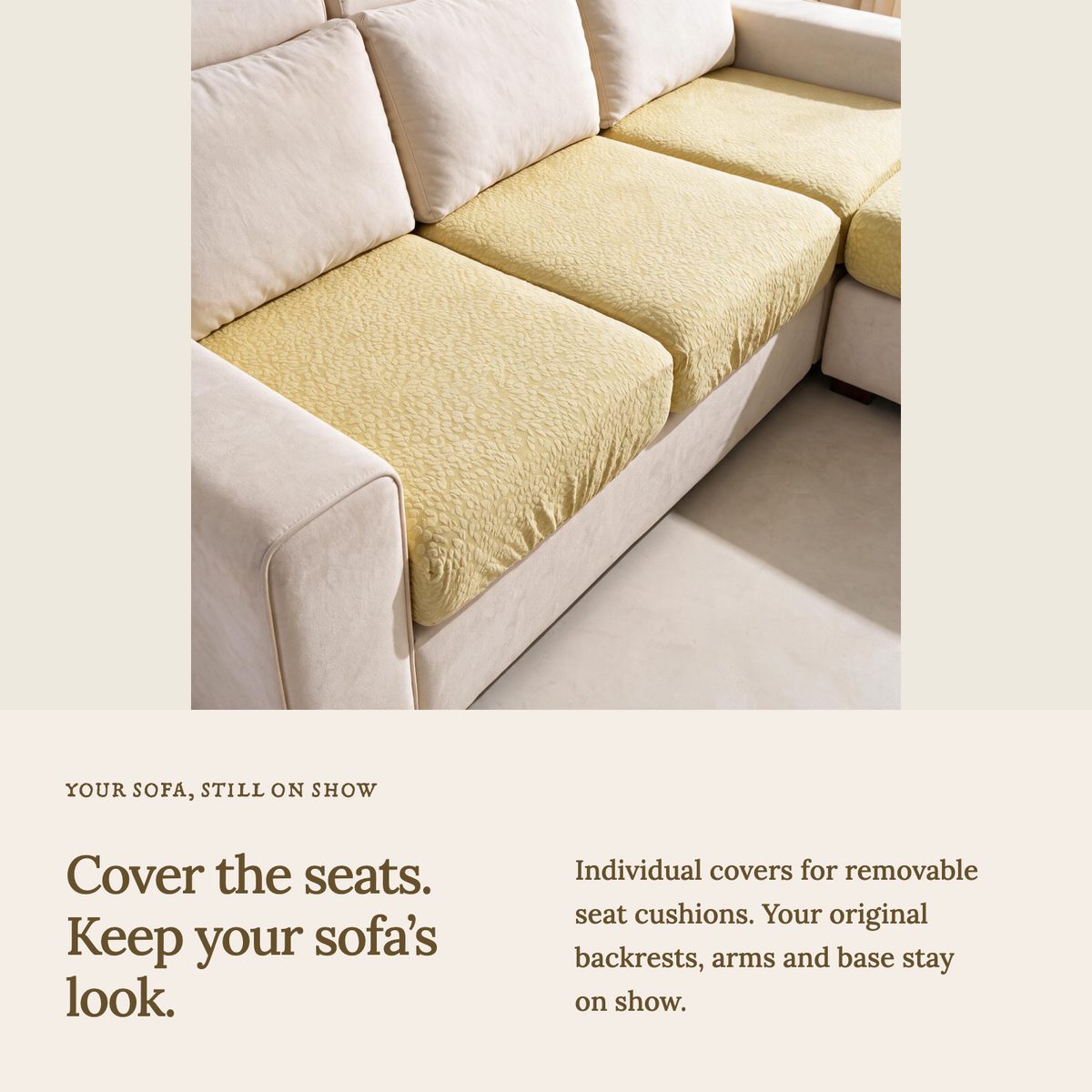 Wasserdichter Sitzkissenbezug fürs Sofa – Gelb – Ansicht 3