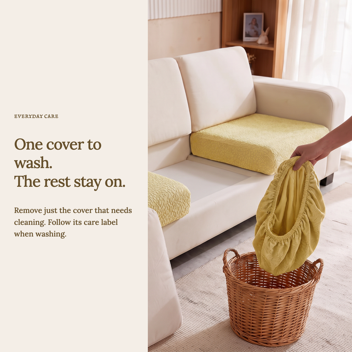Wasserdichter Sitzkissenbezug fürs Sofa – Gelb – Ansicht 9