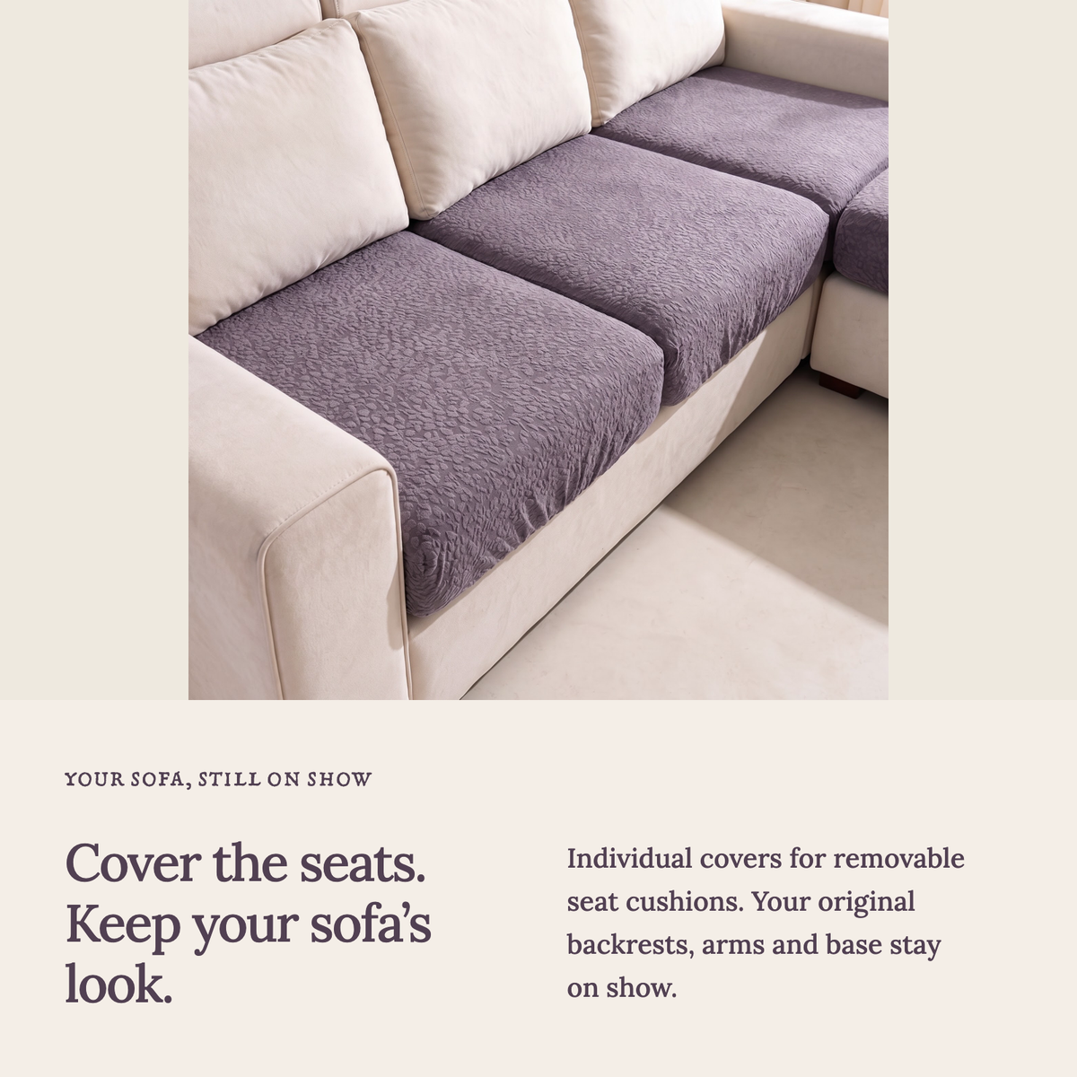 Wasserdichter Sitzkissenbezug fürs Sofa – Violett – Ansicht 3