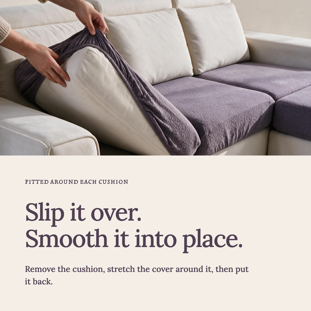 Wasserdichter Sitzkissenbezug fürs Sofa – Violett – Ansicht 4