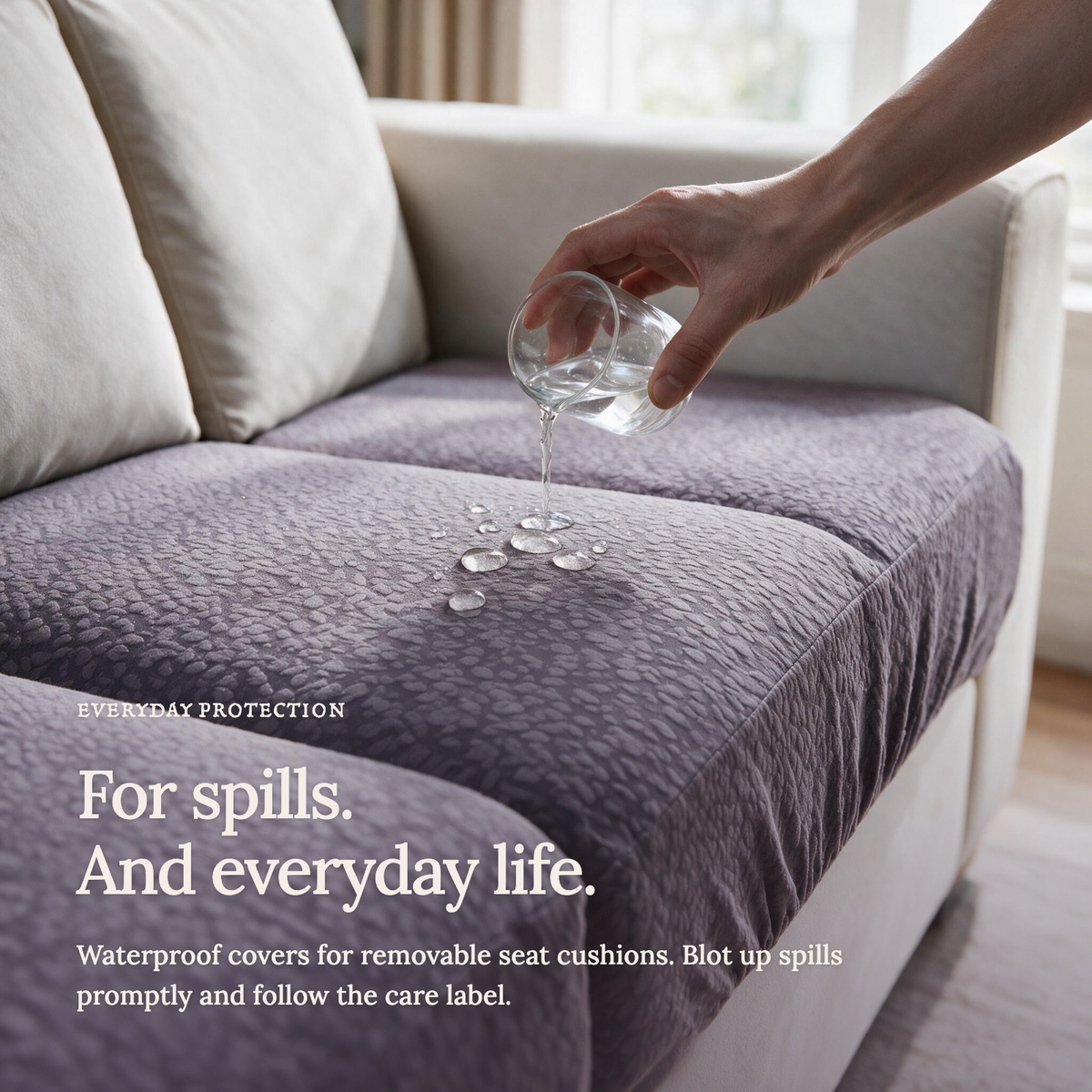 Wasserdichter Sitzkissenbezug fürs Sofa – Violett – Ansicht 7