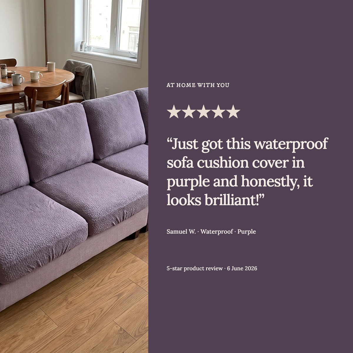 Wasserdichter Sitzkissenbezug fürs Sofa – Violett – Ansicht 10