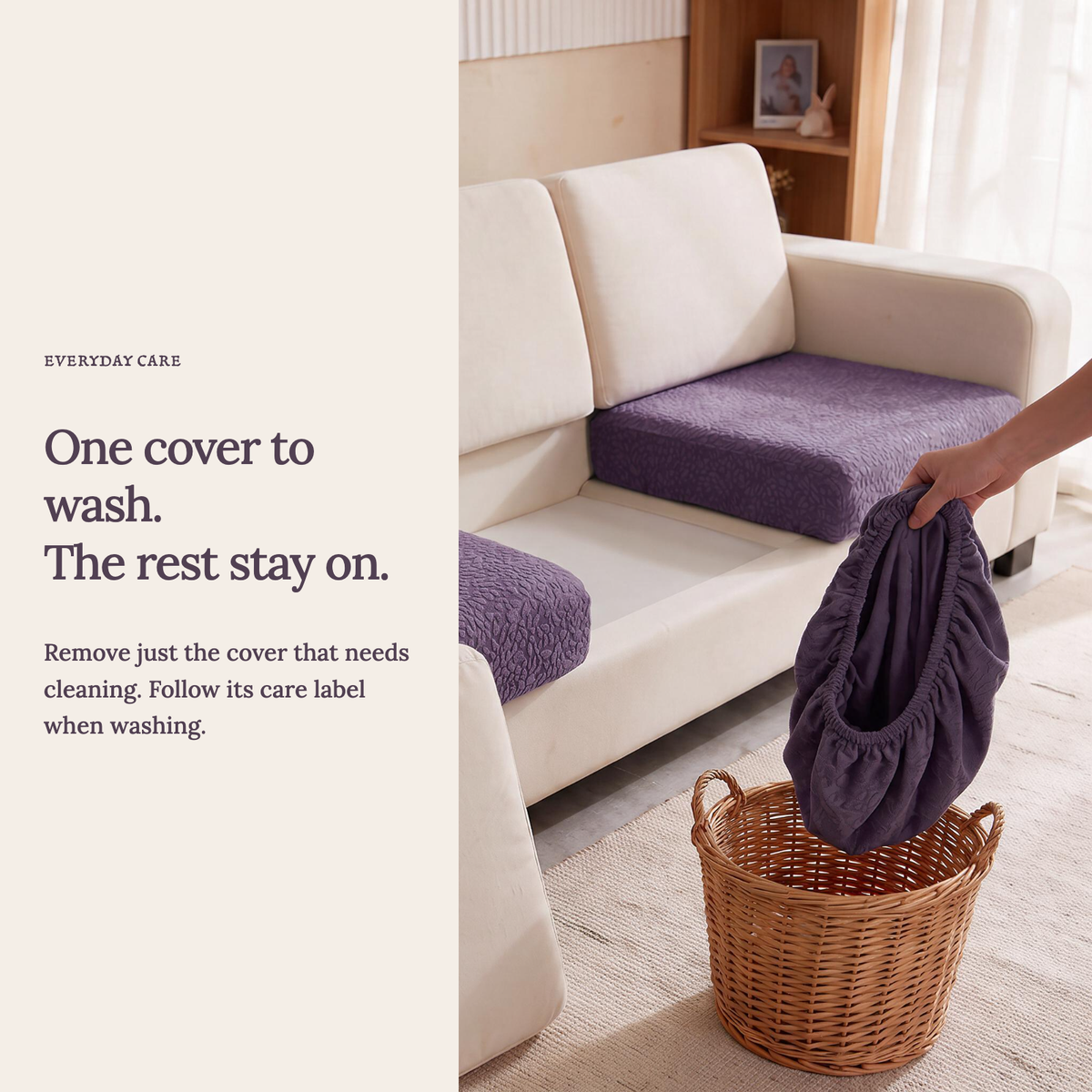 Wasserdichter Sitzkissenbezug fürs Sofa – Violett – Ansicht 9