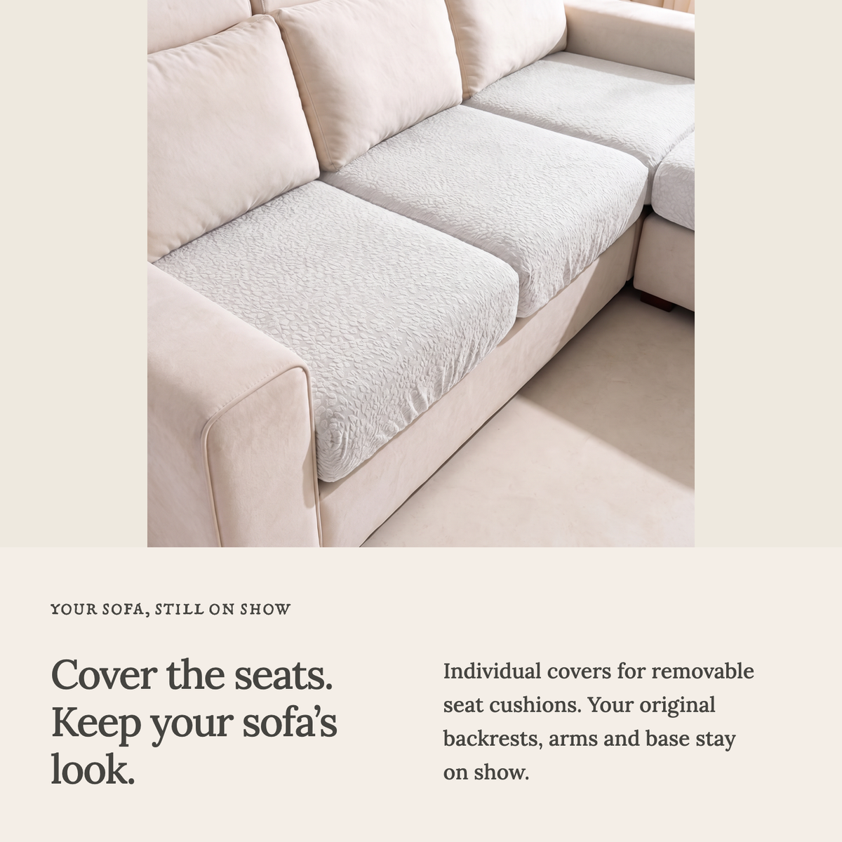 Wasserdichter Sitzkissenbezug fürs Sofa – Weiß – Ansicht 3