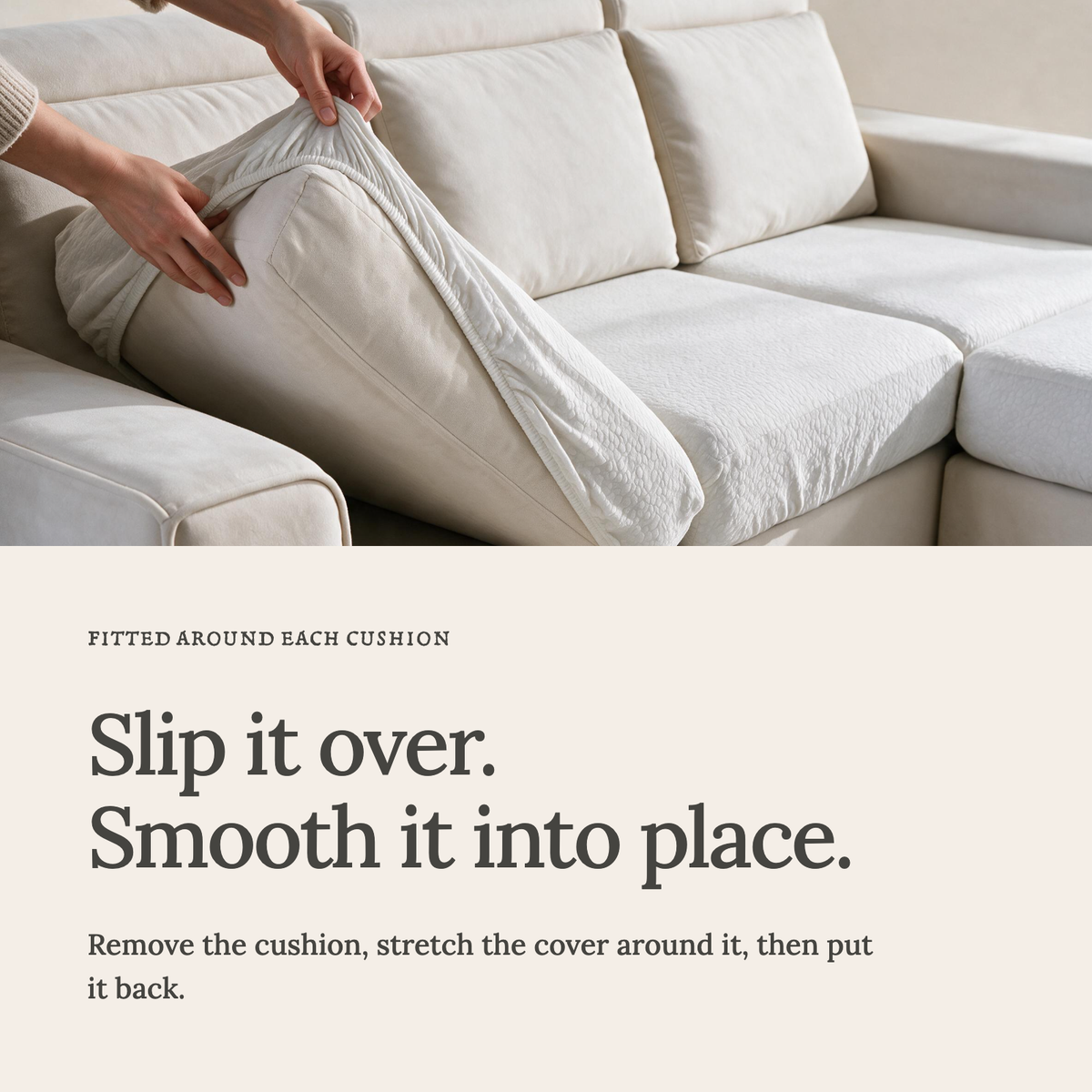 Wasserdichter Sitzkissenbezug fürs Sofa – Weiß – Ansicht 4