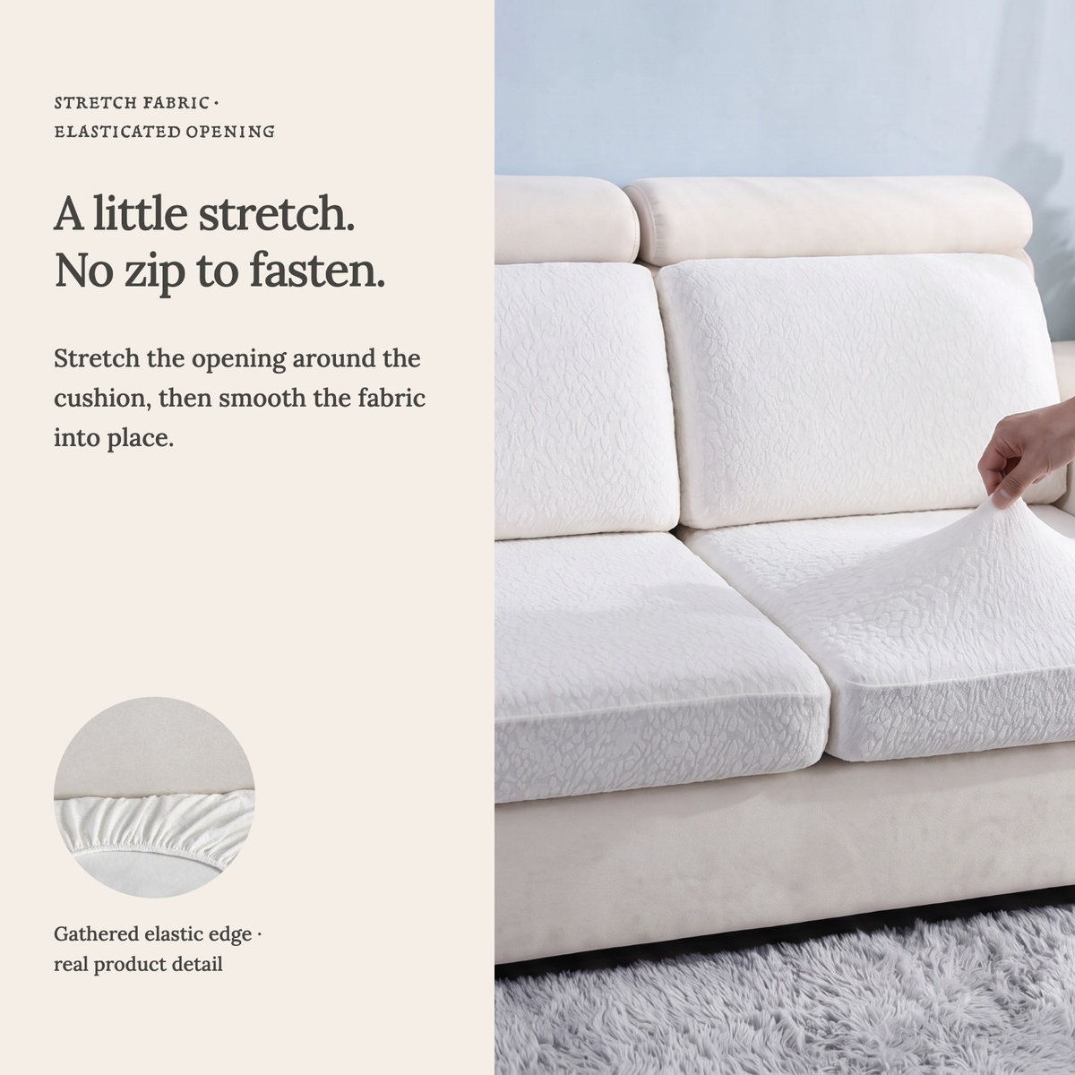 Wasserdichter Sitzkissenbezug fürs Sofa – Weiß – Ansicht 8