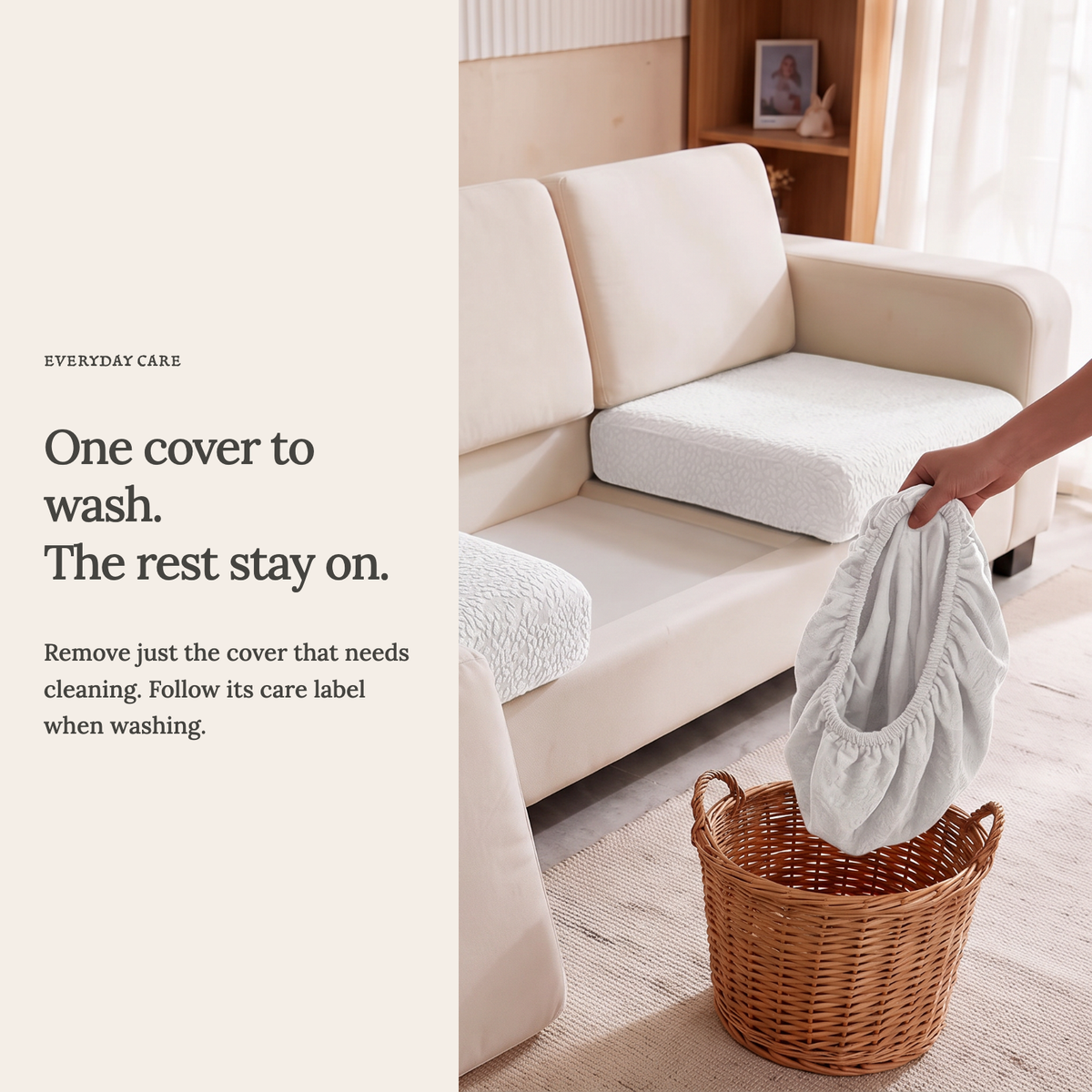 Wasserdichter Sitzkissenbezug fürs Sofa – Weiß – Ansicht 9