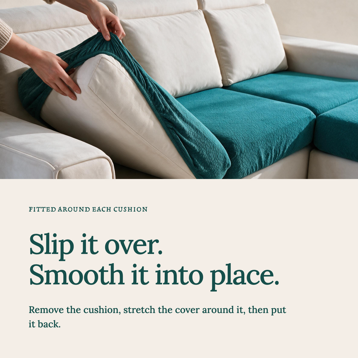 Wasserdichter Sitzkissenbezug fürs Sofa – Smaragdgrün – Ansicht 4
