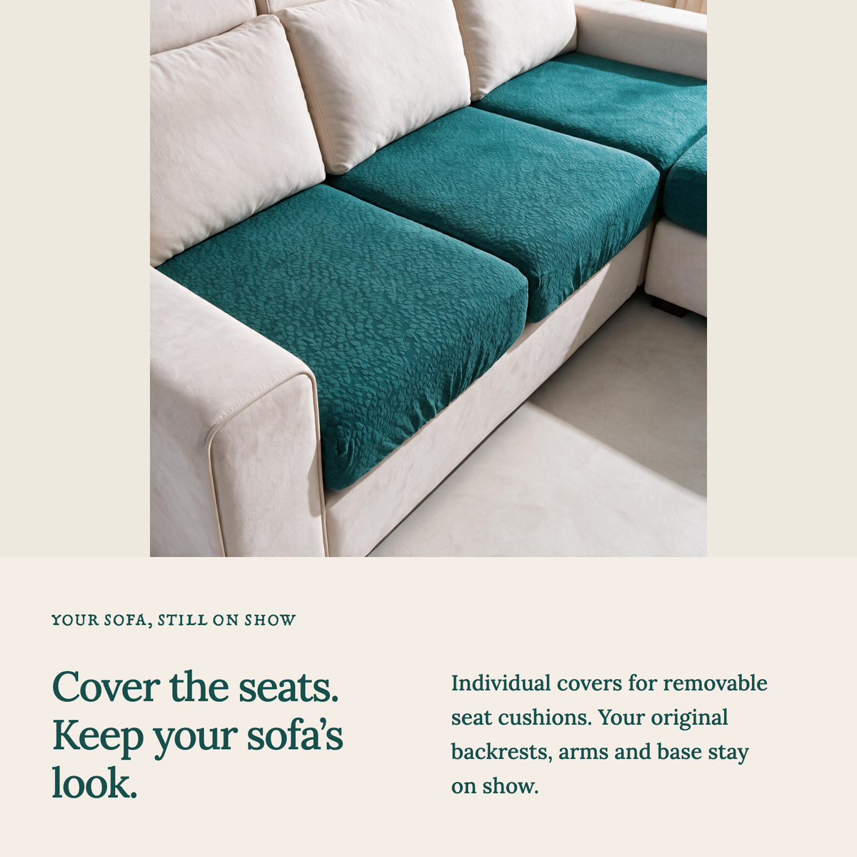 Wasserdichter Sitzkissenbezug fürs Sofa – Smaragdgrün – Ansicht 3