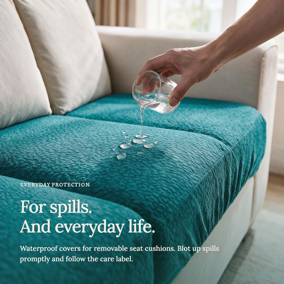 Wasserdichter Sitzkissenbezug fürs Sofa – Smaragdgrün – Ansicht 7