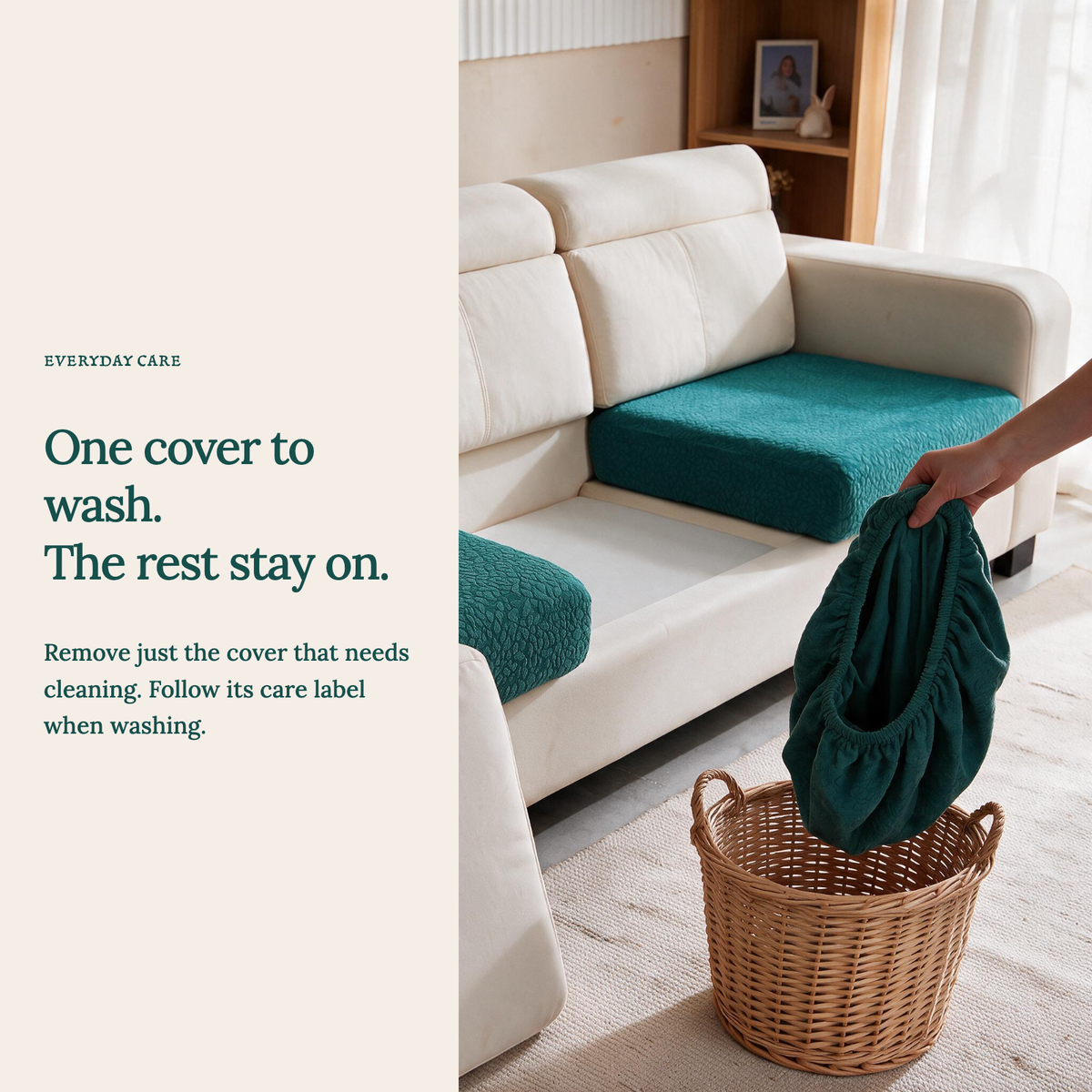 Wasserdichter Sitzkissenbezug fürs Sofa – Smaragdgrün – Ansicht 9