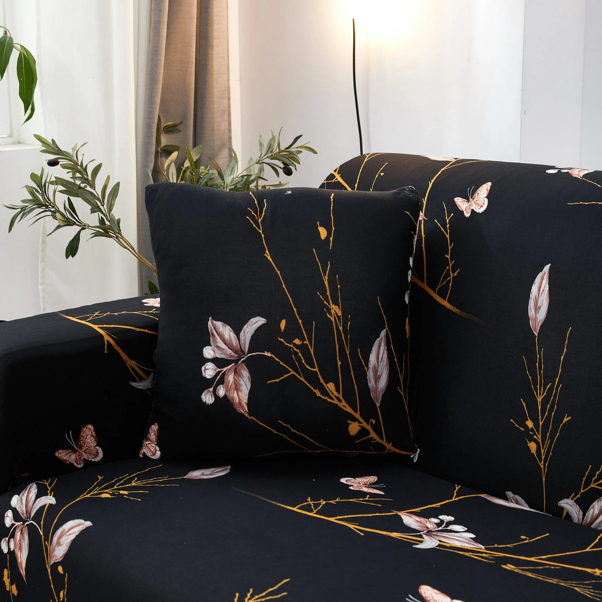 Stretch-Bezug fürs Ecksofa in L-Form – Printemps – Ansicht 2