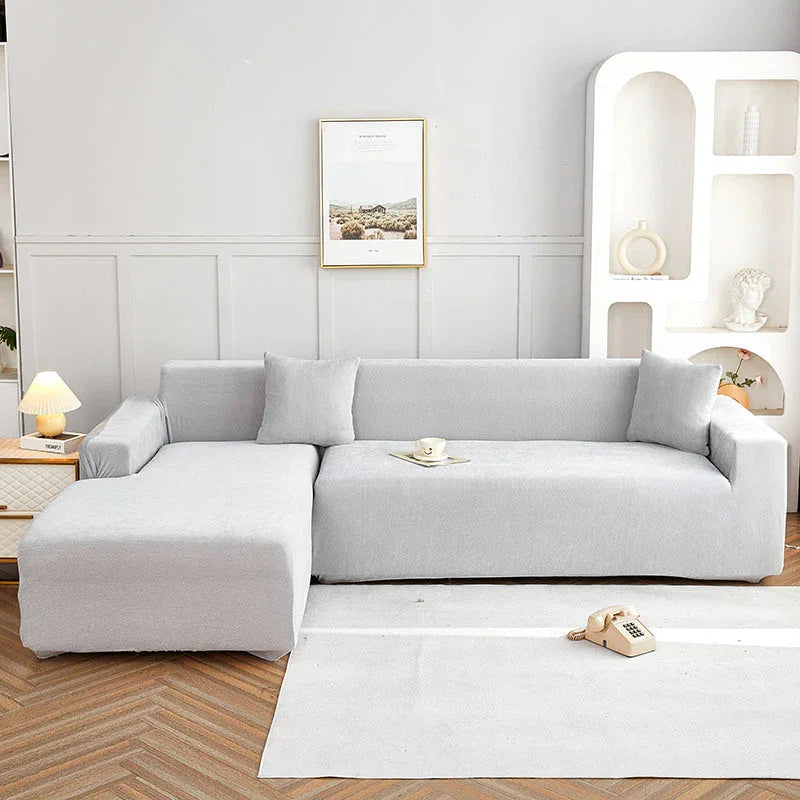 Ecksofa-Bezug Luma in L-Form – Hellgrau – Ansicht 1