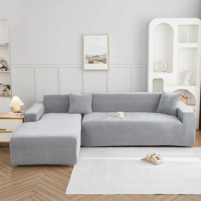 Ecksofa-Bezug Luma in L-Form – Mittelgrau – Ansicht 1