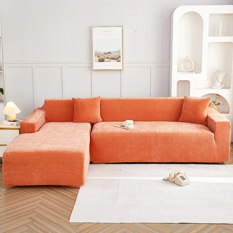 Ecksofa-Bezug Luma in L-Form – Orange – Ansicht 1